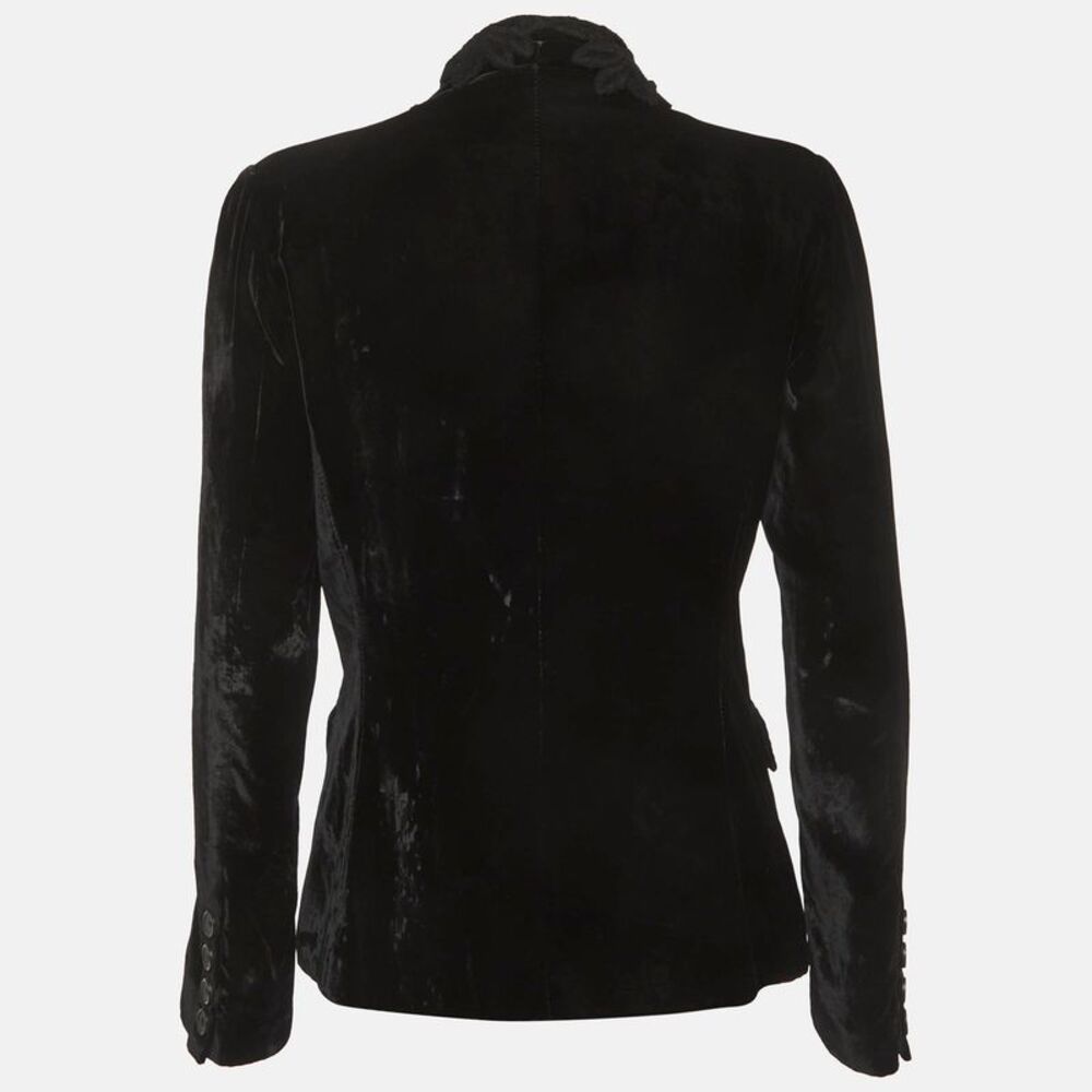 Dolce & Gabbana Black Velvet Lace Detail Blazer M - Picture 2 of 6